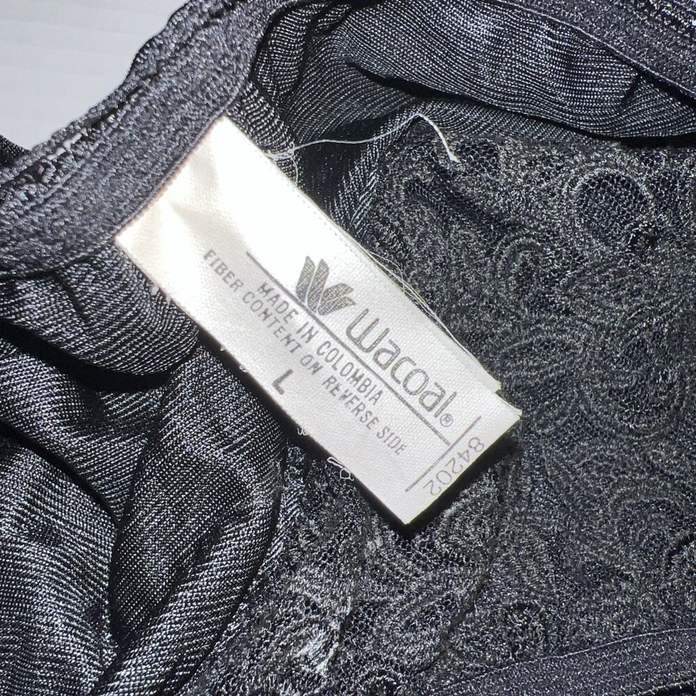 VINTAGE WACOAL 84202 Black LACE TRIM BRIEFS PANTIES SZ L LIQUID SATIN - Picture 10 of 16